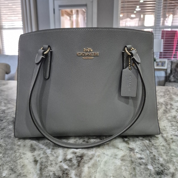 Coach Handbags - Coach Gray Leather Tote Bag